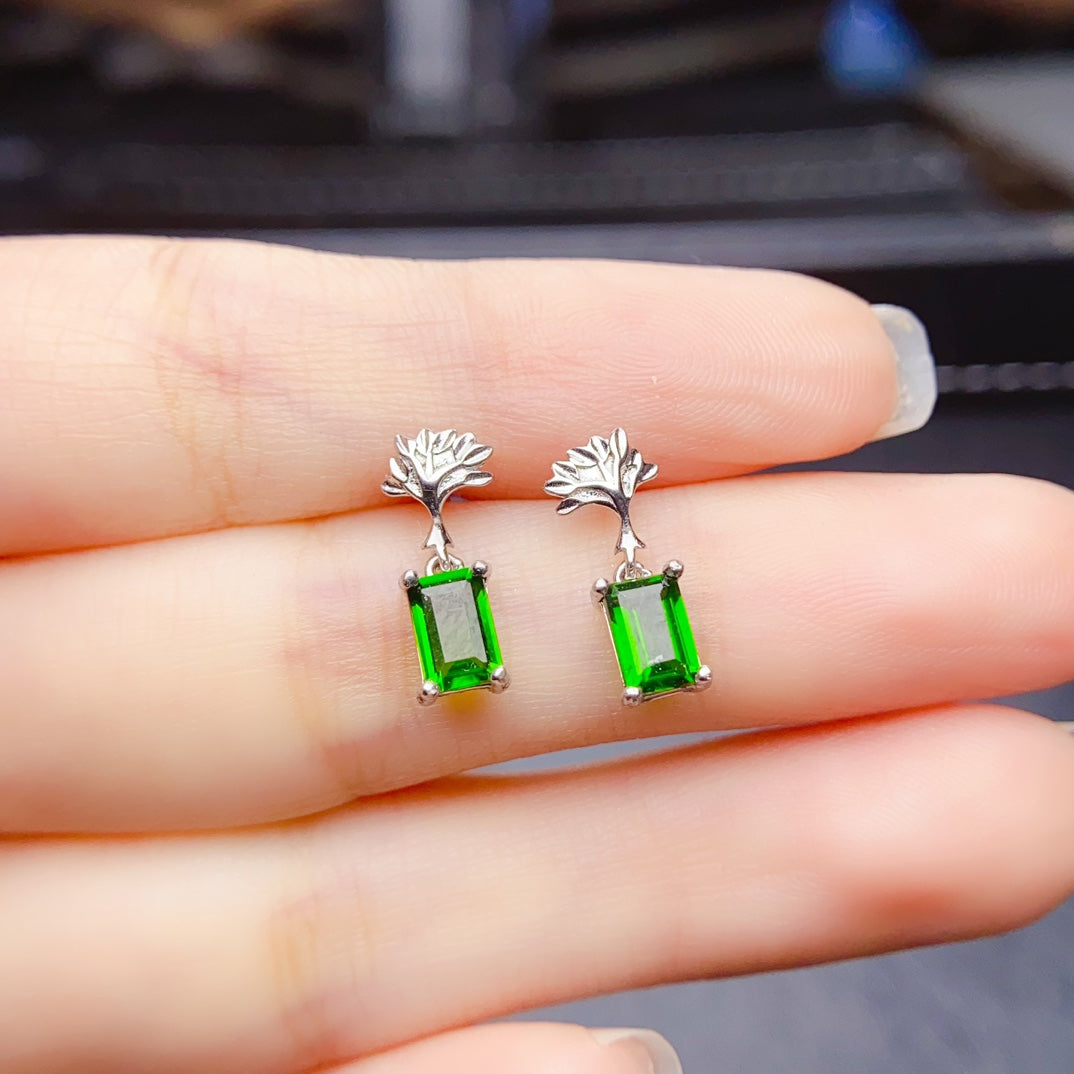 Natural diopside earrings