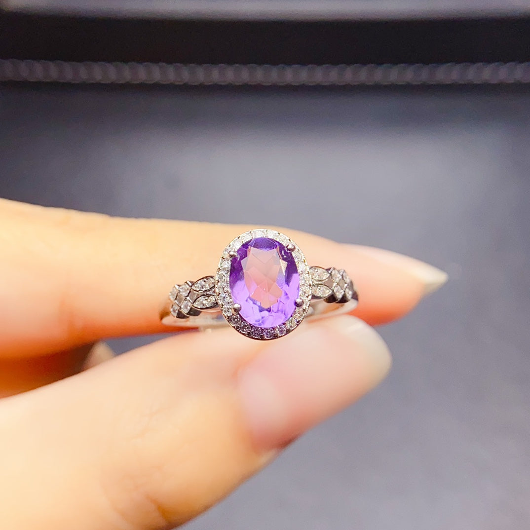 The natural amethyst ring has arrived