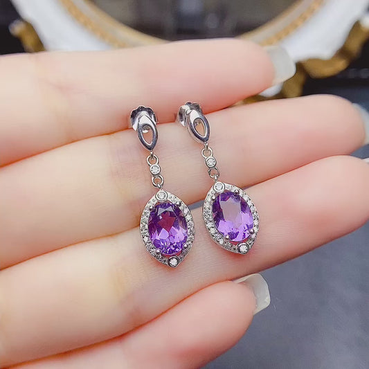 Natural amethyst earrings