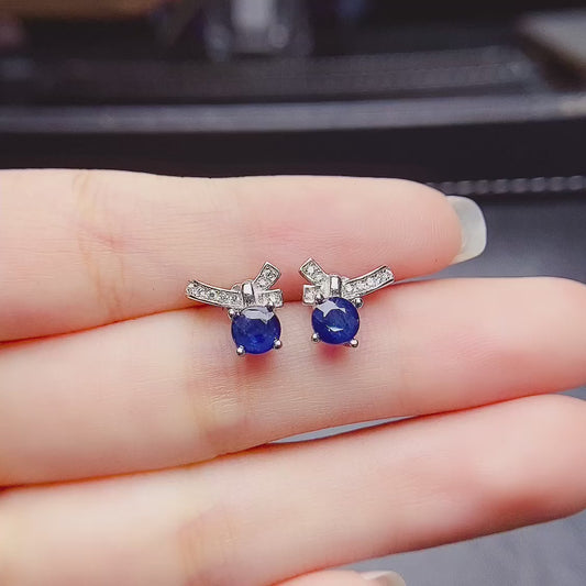 Pure natural sapphire earrings