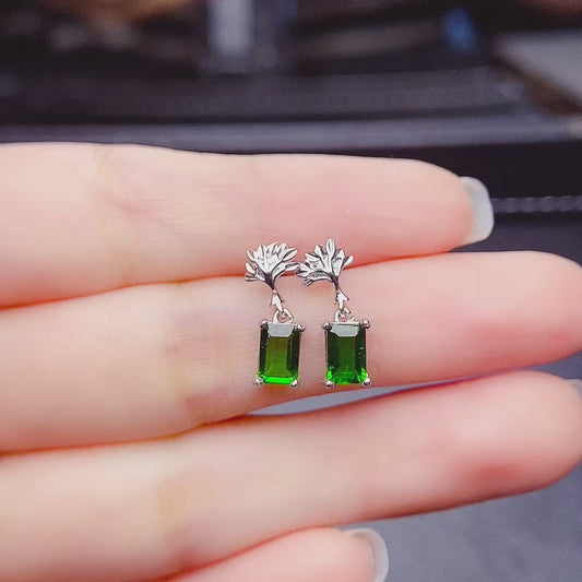 Natural diopside earrings