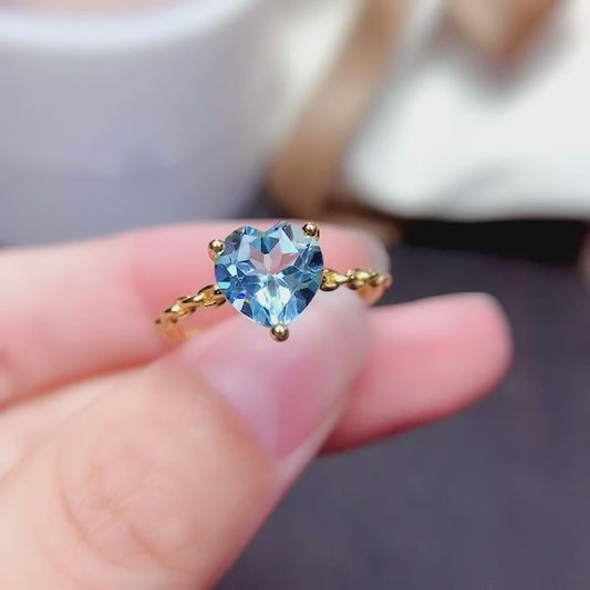 Natural Sky Blue Topaz Ring