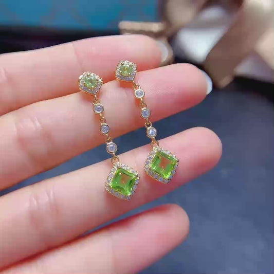 Natural olivine earrings and earrings