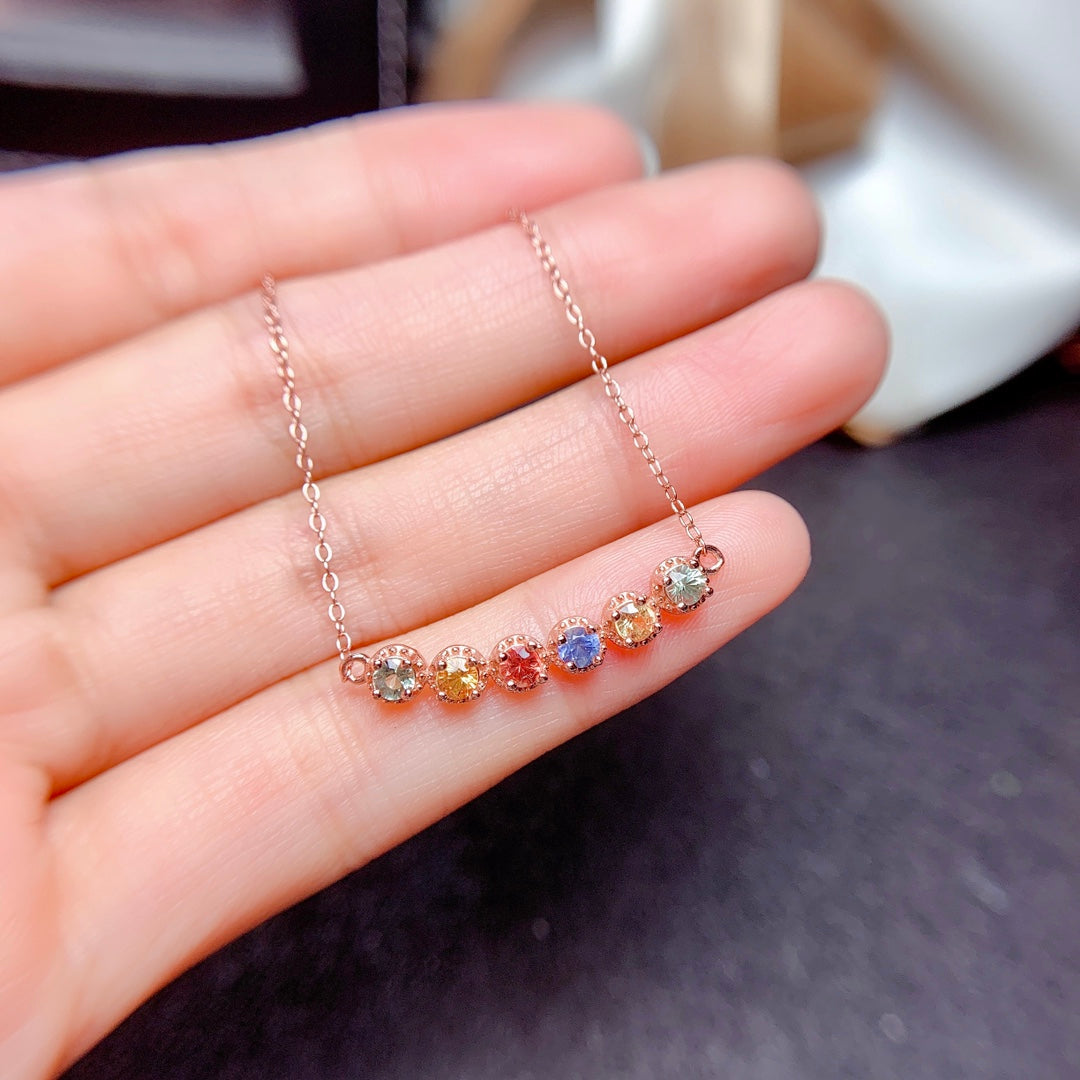 Natural colored sapphire necklace