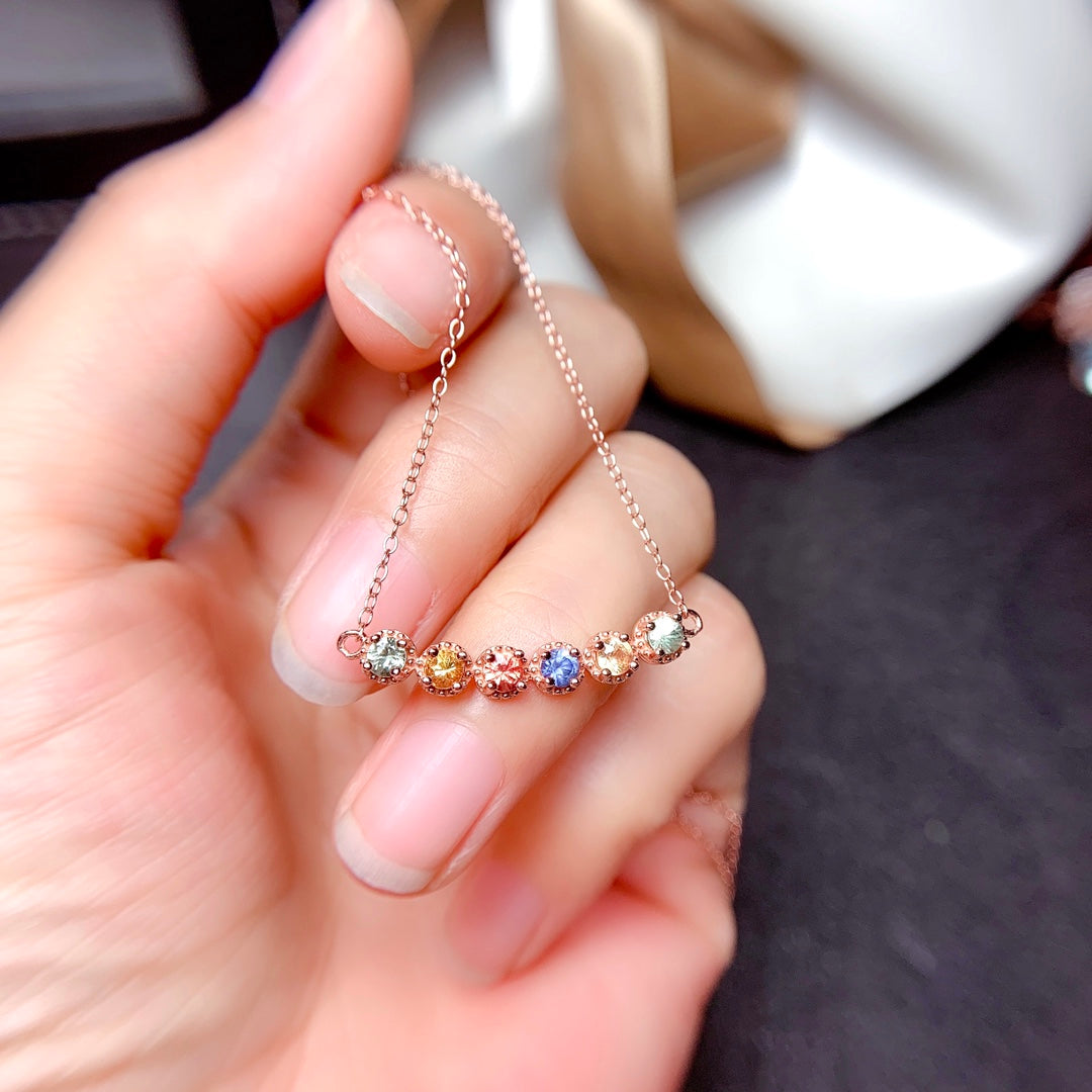 Natural colored sapphire necklace