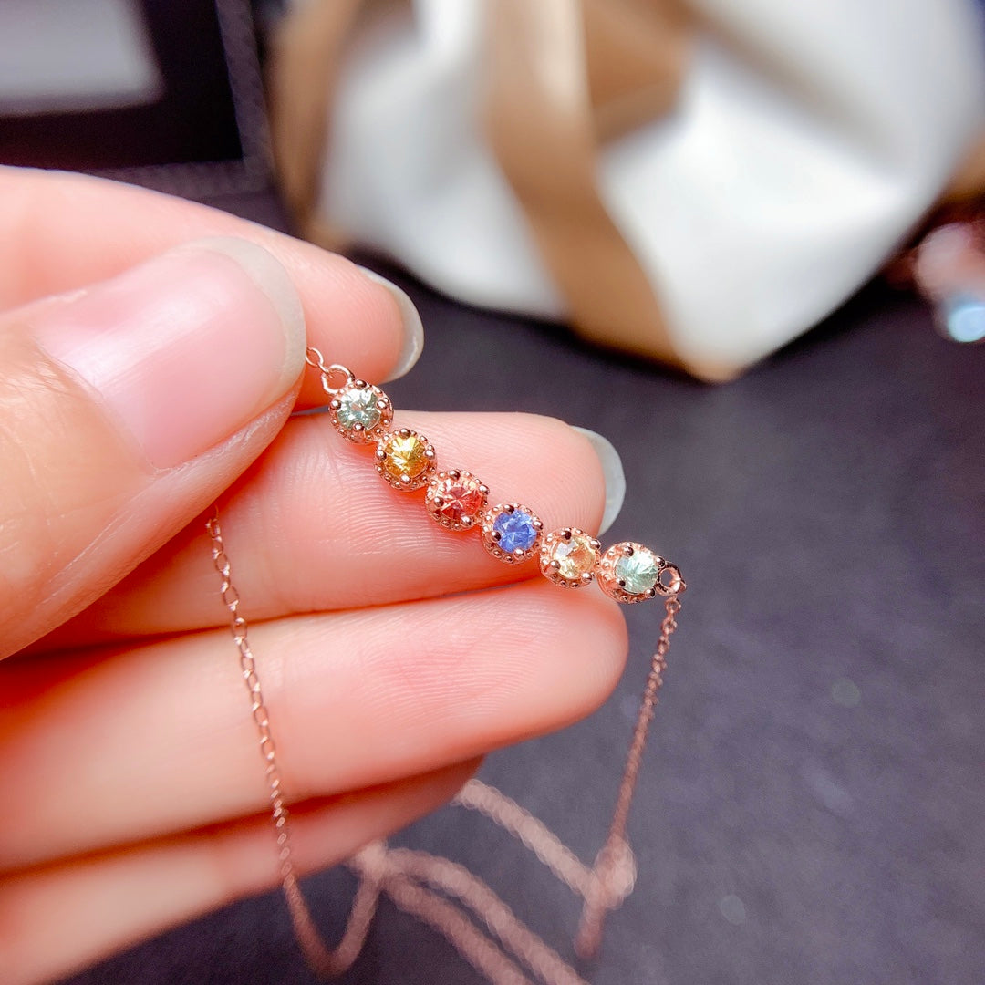 Natural colored sapphire necklace