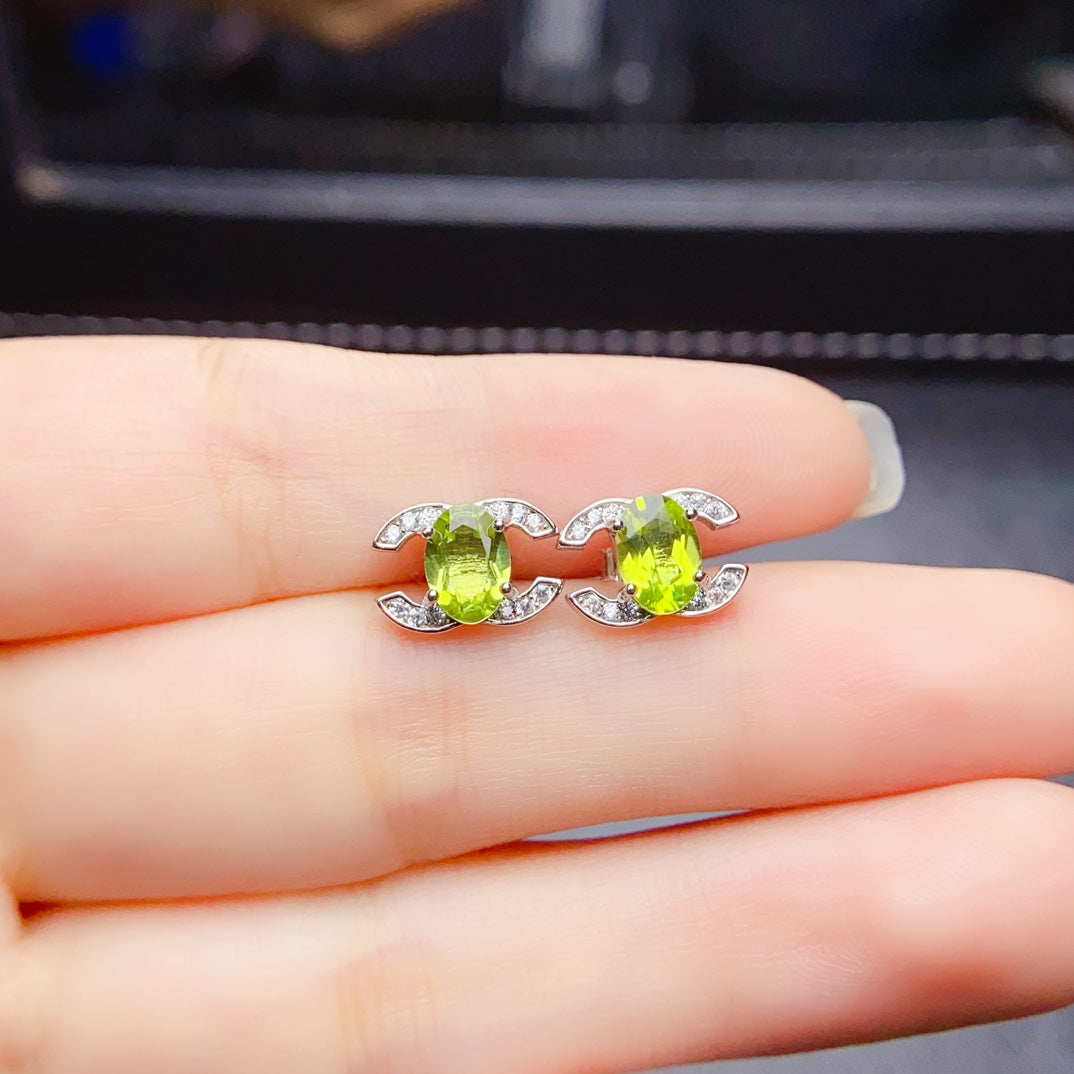 Natural olivine earrings