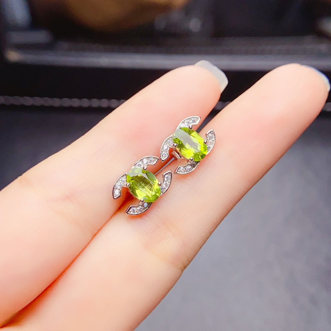 Natural olivine earrings