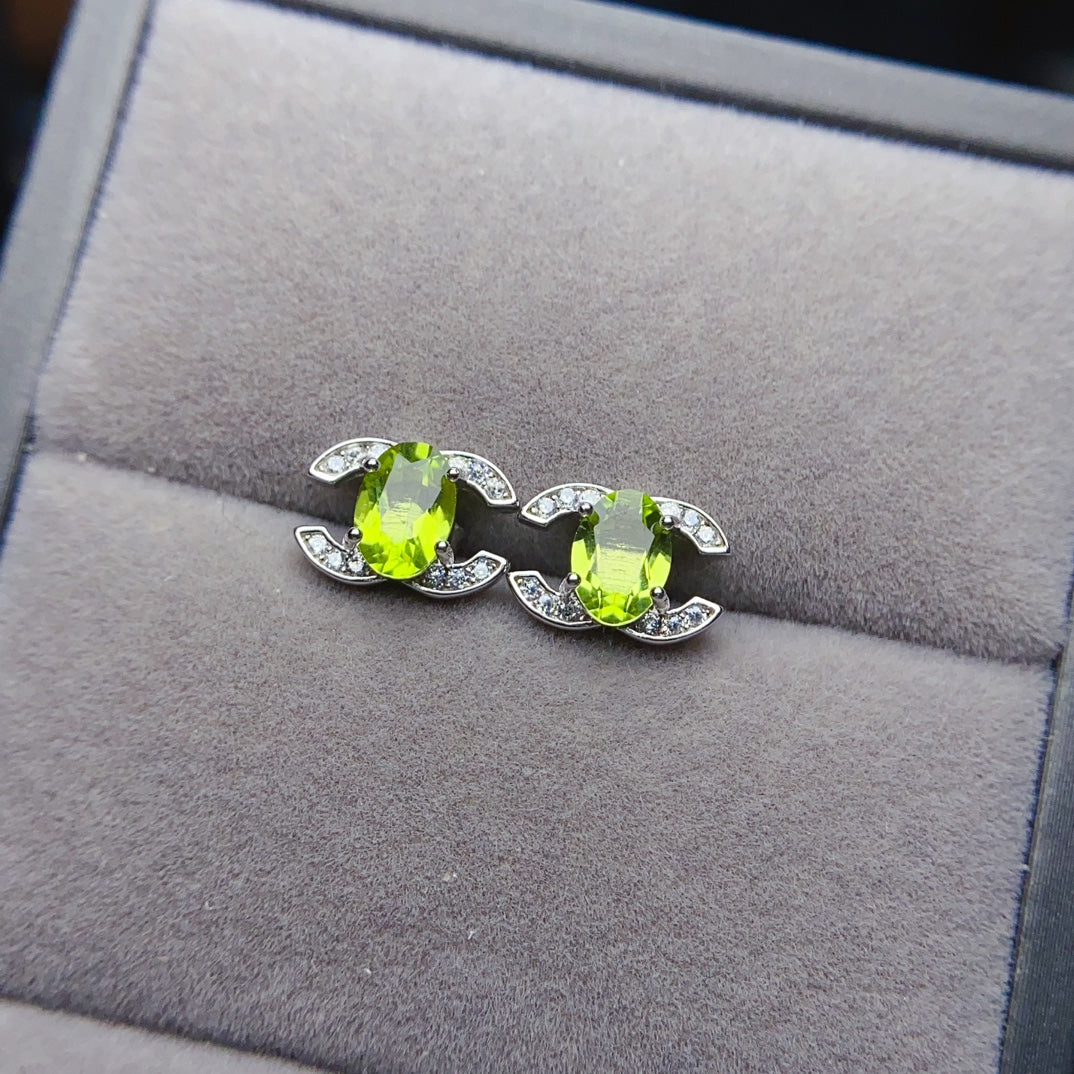 Natural olivine earrings