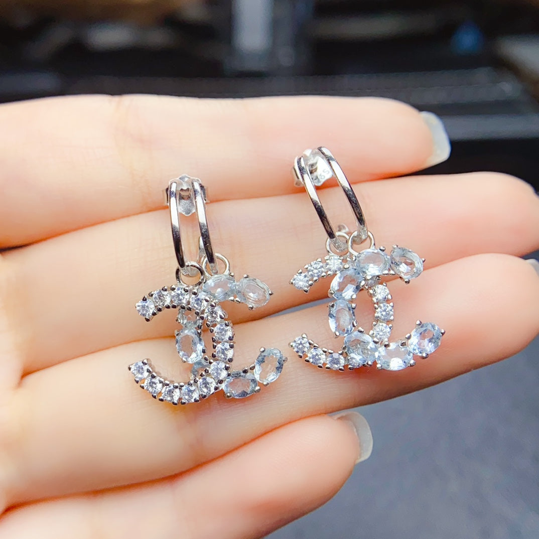 Natural sea blue earrings