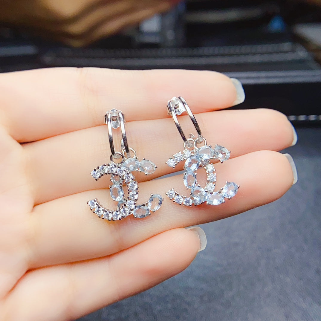 Natural sea blue earrings