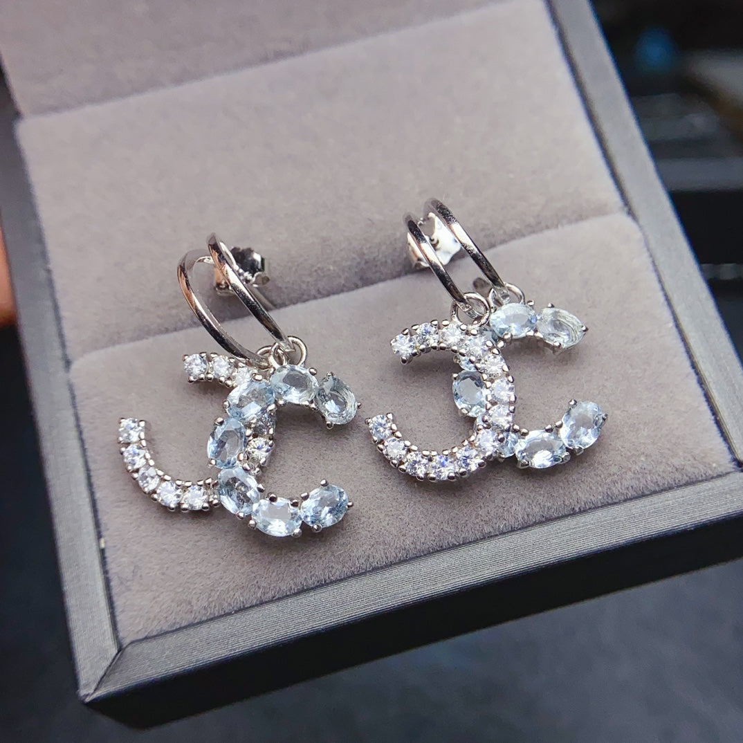 Natural sea blue earrings