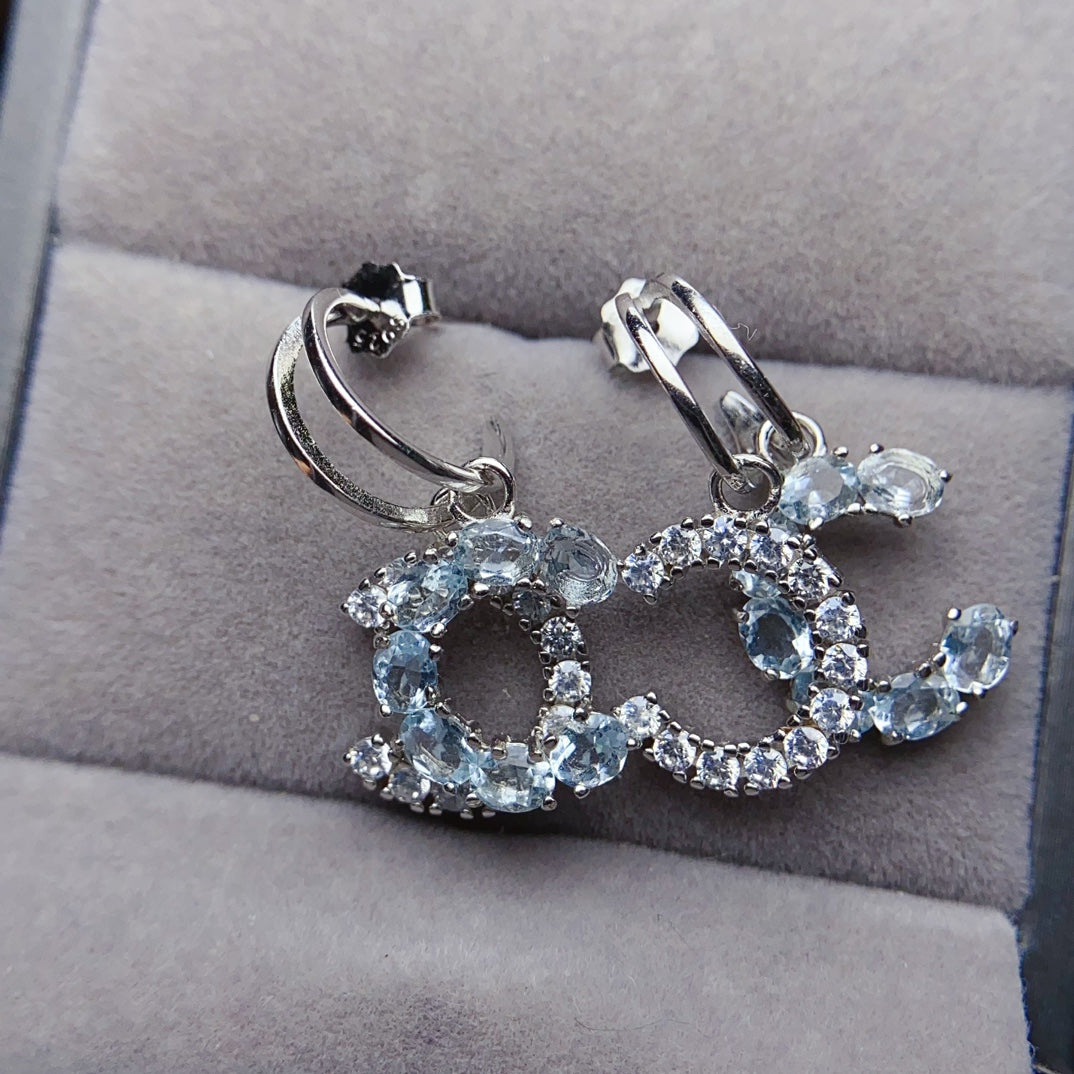 Natural sea blue earrings