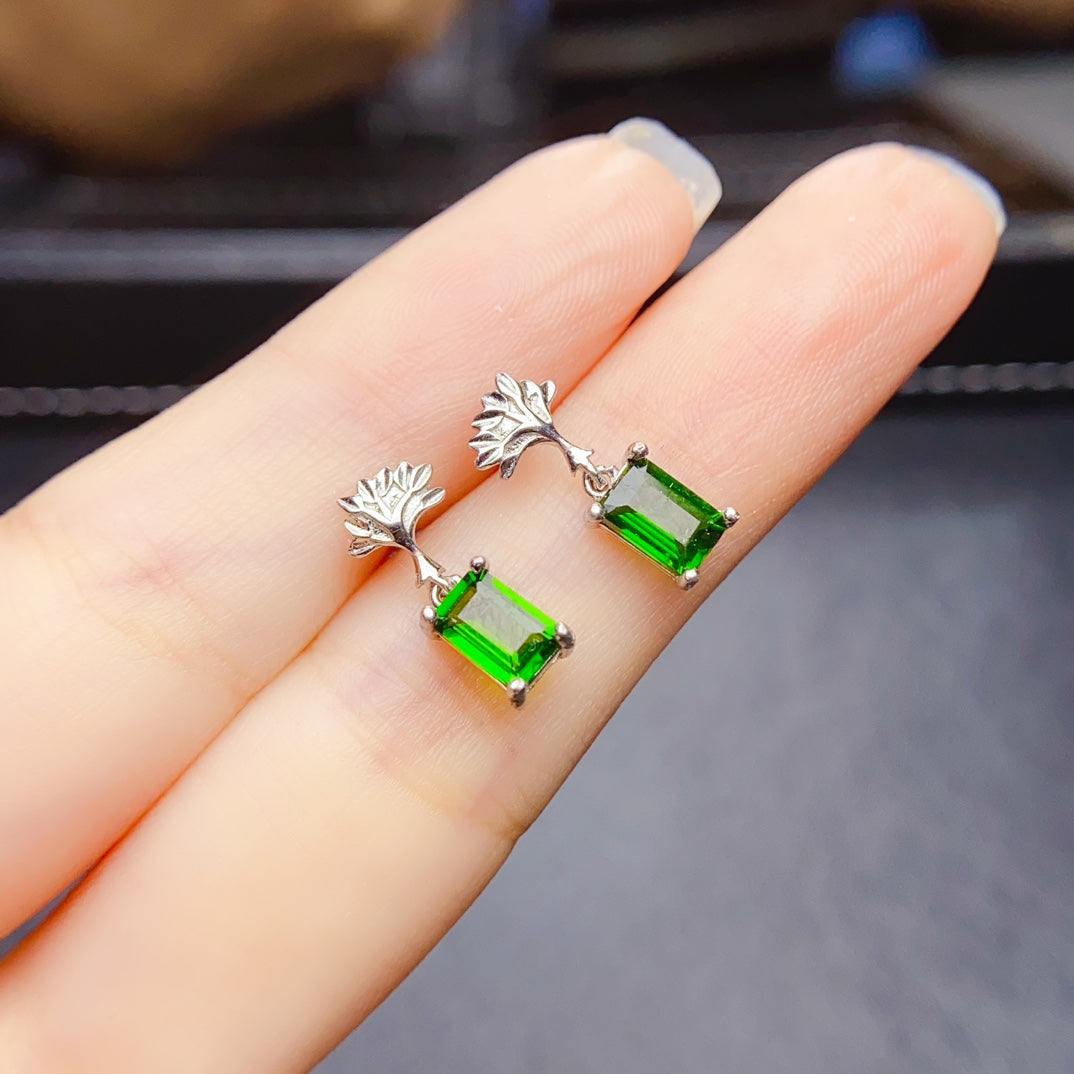 Natural diopside earrings