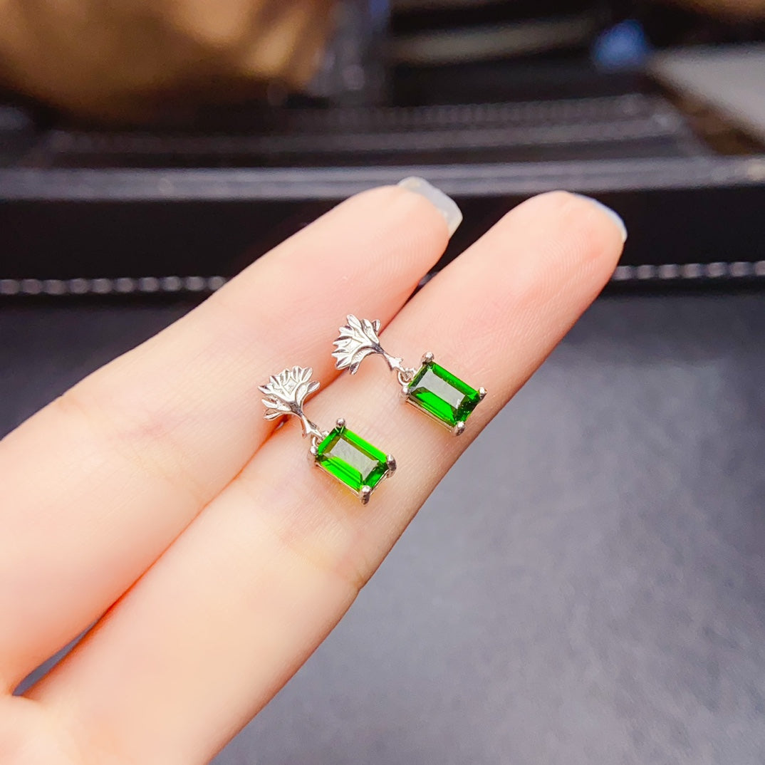 Natural diopside earrings
