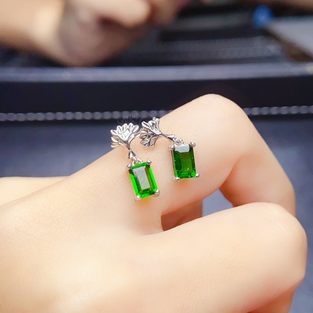 Natural diopside earrings