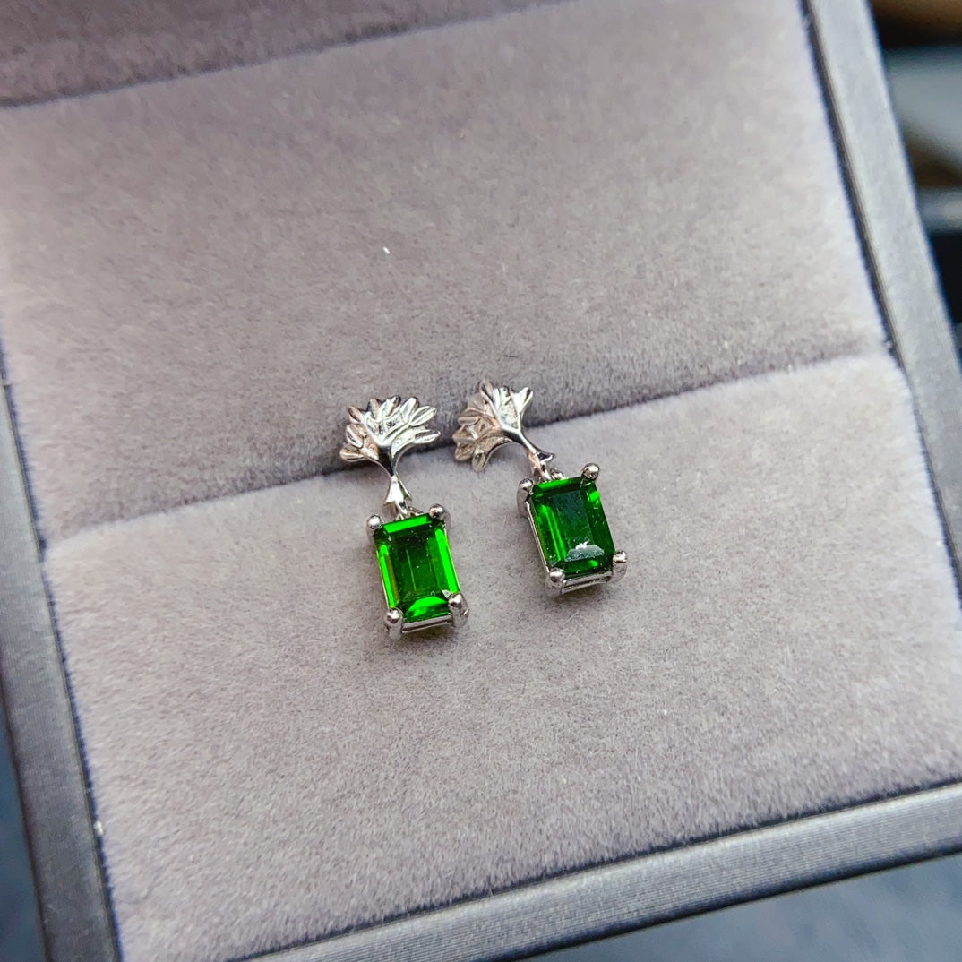 Natural diopside earrings
