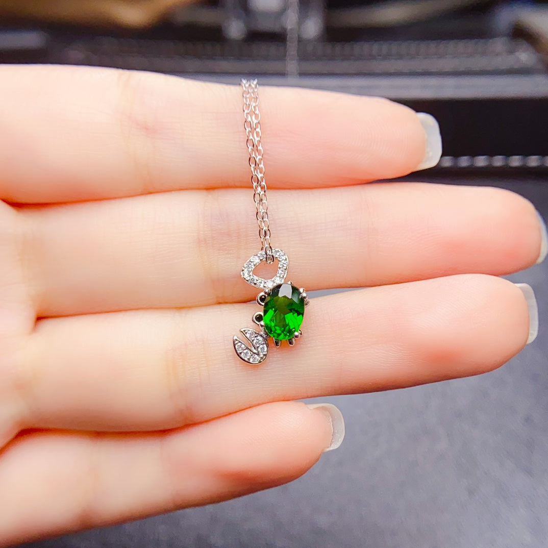 Natural diopside crab pendant