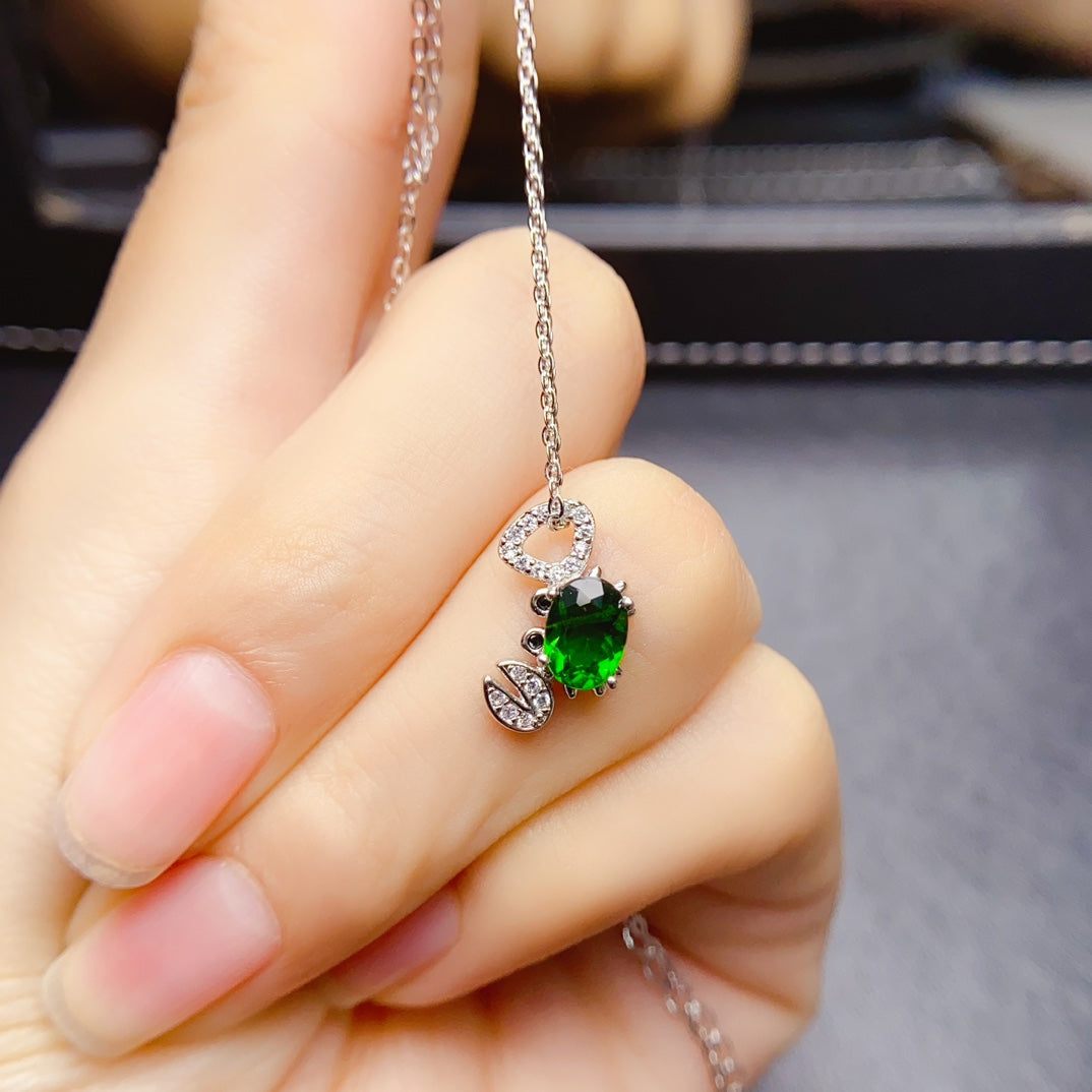 Natural diopside crab pendant