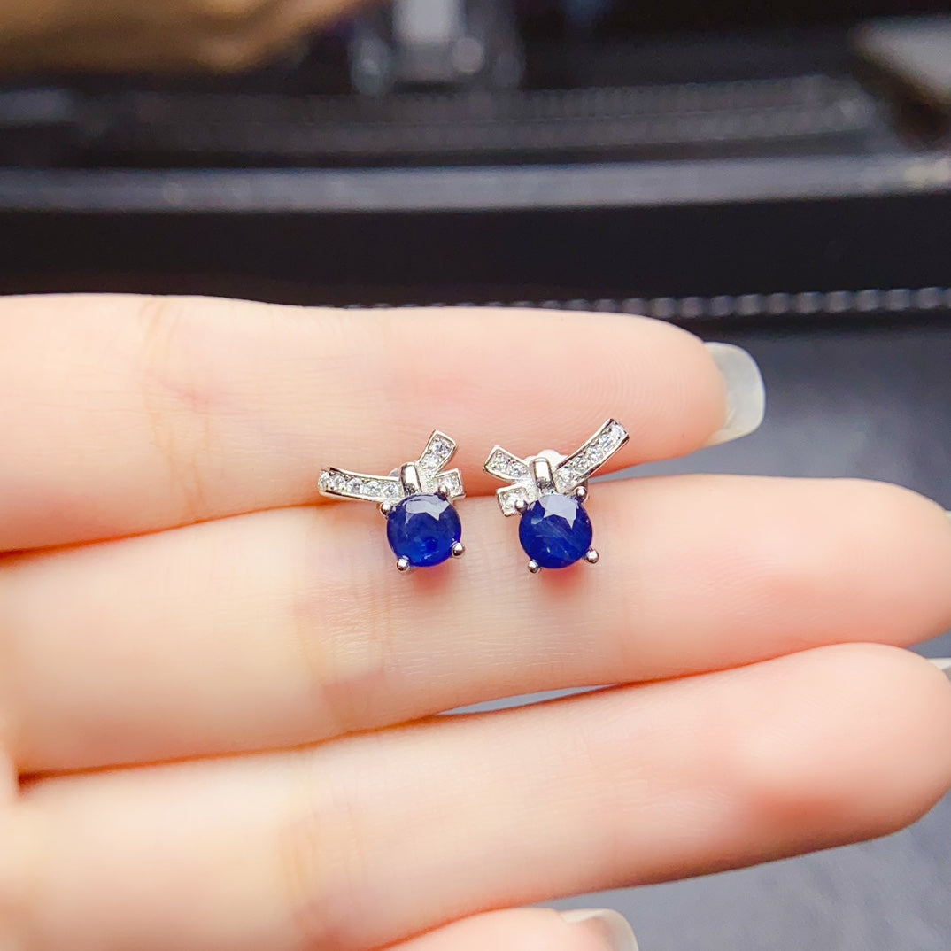 Pure natural sapphire earrings