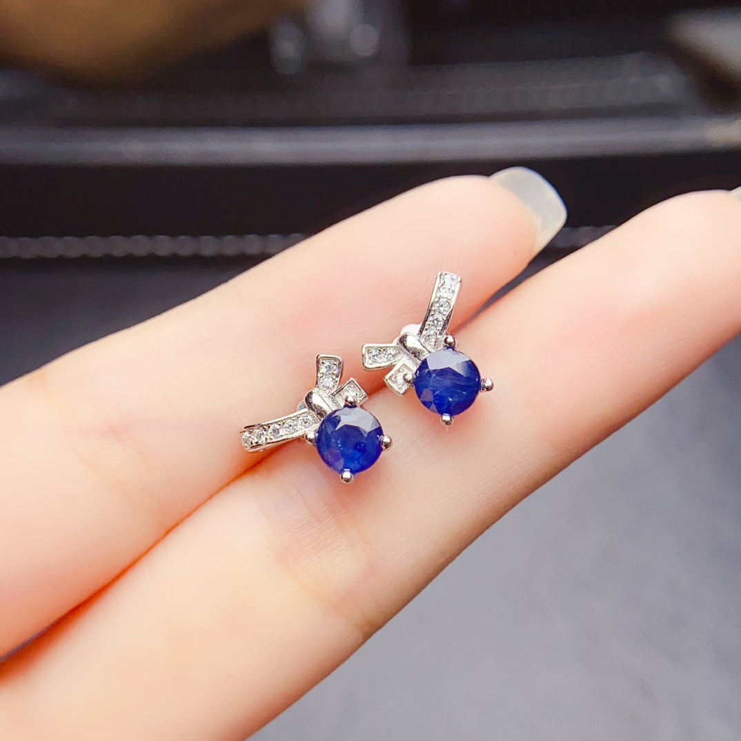 Pure natural sapphire earrings