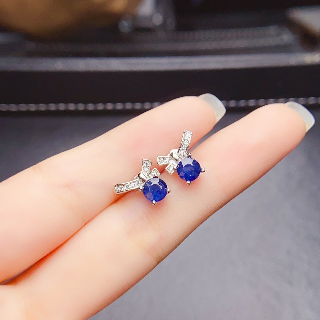 Pure natural sapphire earrings