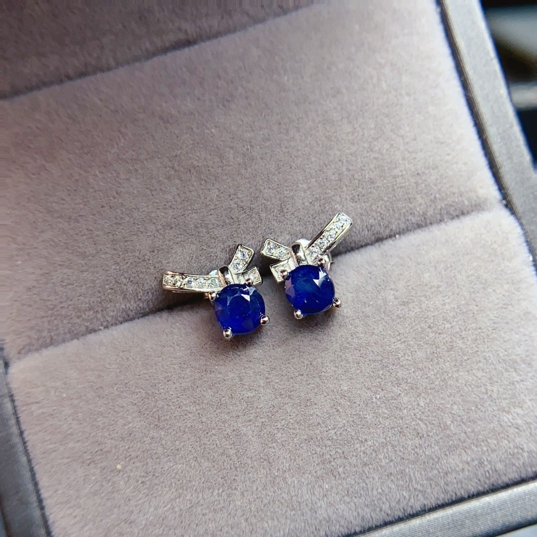 Pure natural sapphire earrings