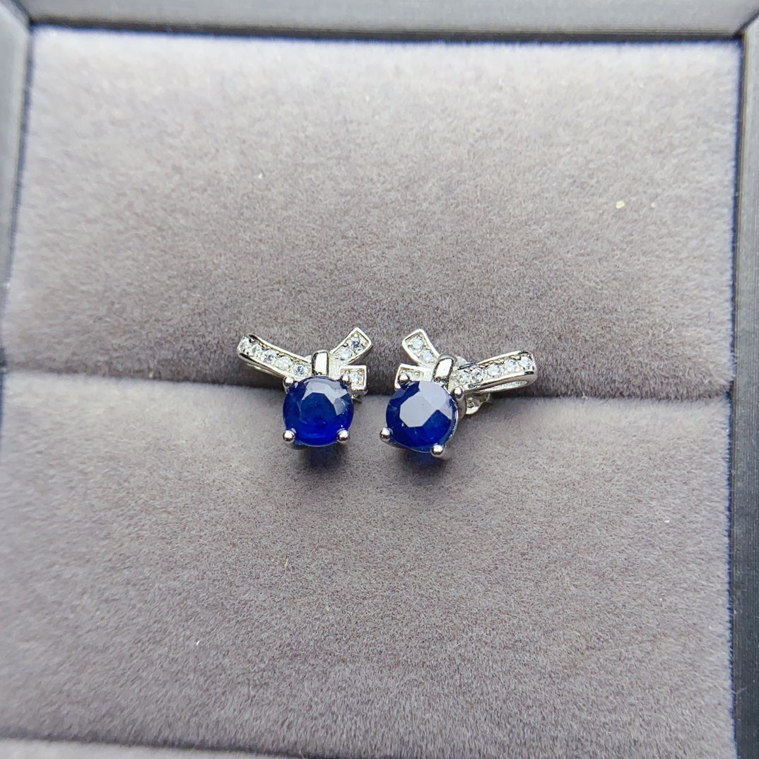 Pure natural sapphire earrings