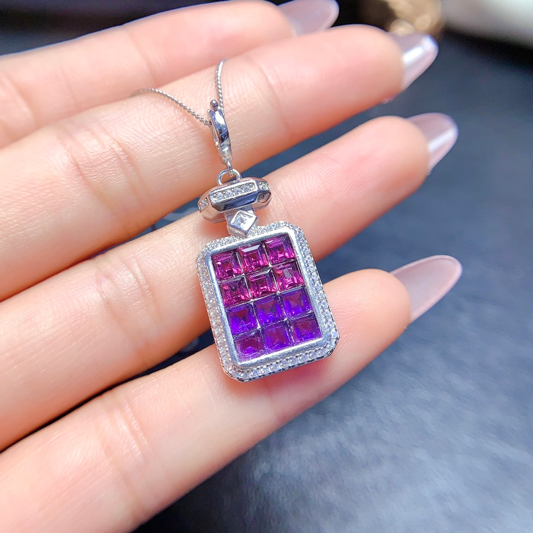 Natural magnesium aluminum garnet+amethyst pendant