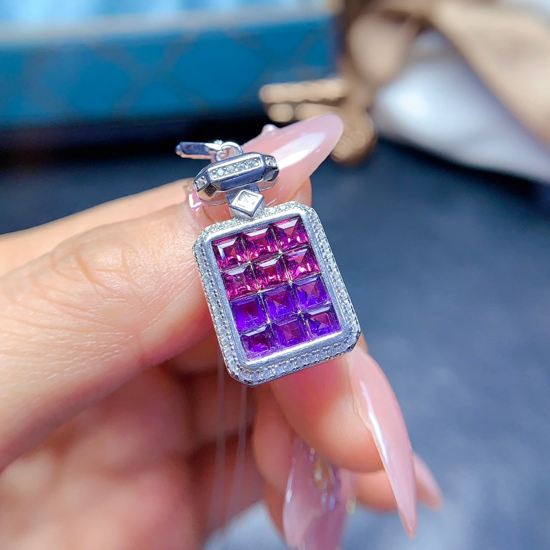 Natural magnesium aluminum garnet+amethyst pendant