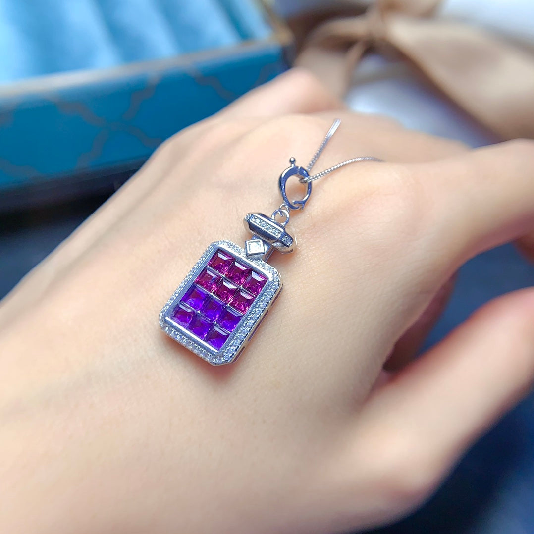 Natural magnesium aluminum garnet+amethyst pendant