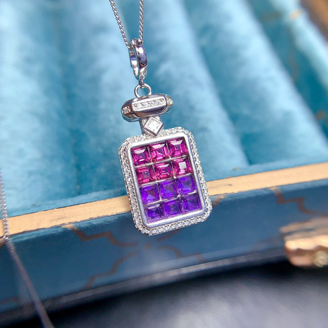 Natural magnesium aluminum garnet+amethyst pendant