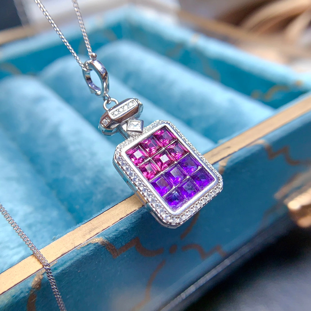 Natural magnesium aluminum garnet+amethyst pendant