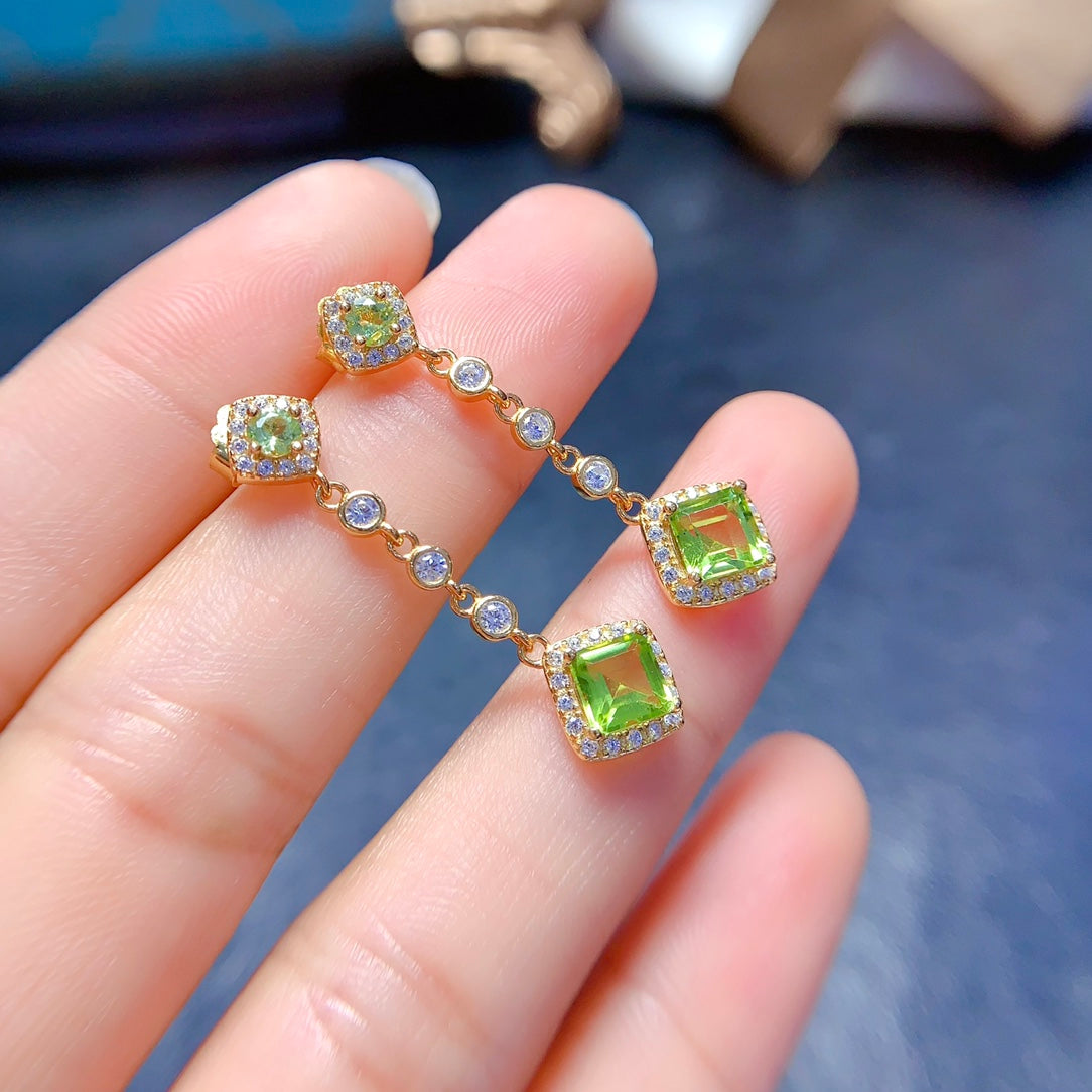 Natural olivine earrings and earrings