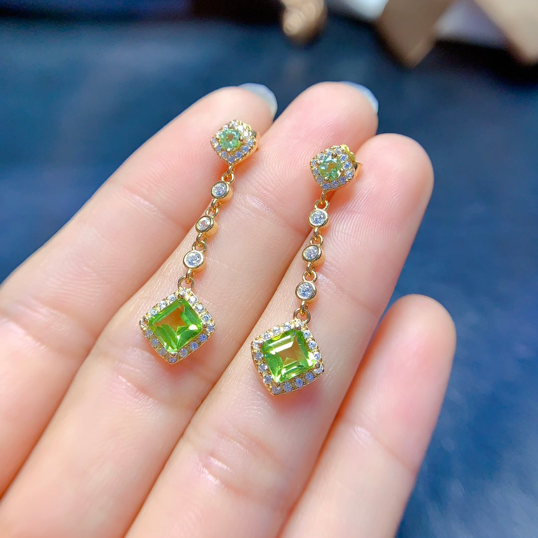 Natural olivine earrings and earrings