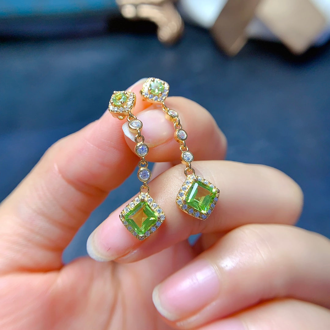 Natural olivine earrings and earrings