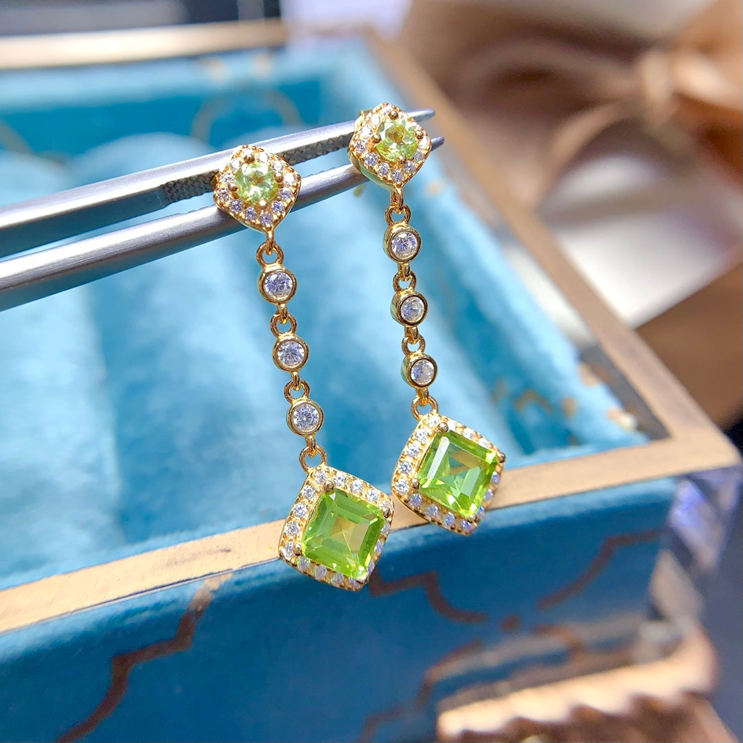 Natural olivine earrings and earrings