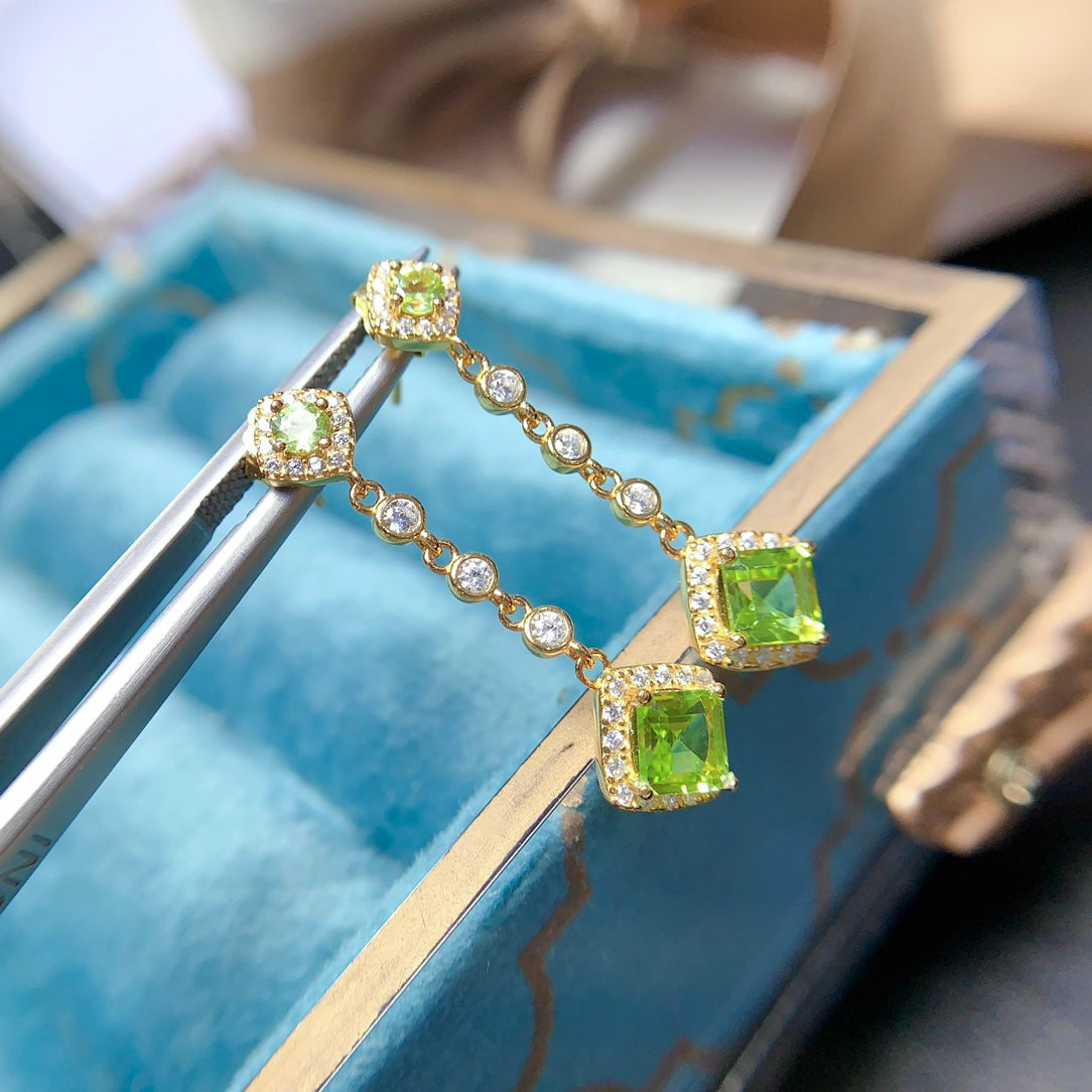 Natural olivine earrings and earrings