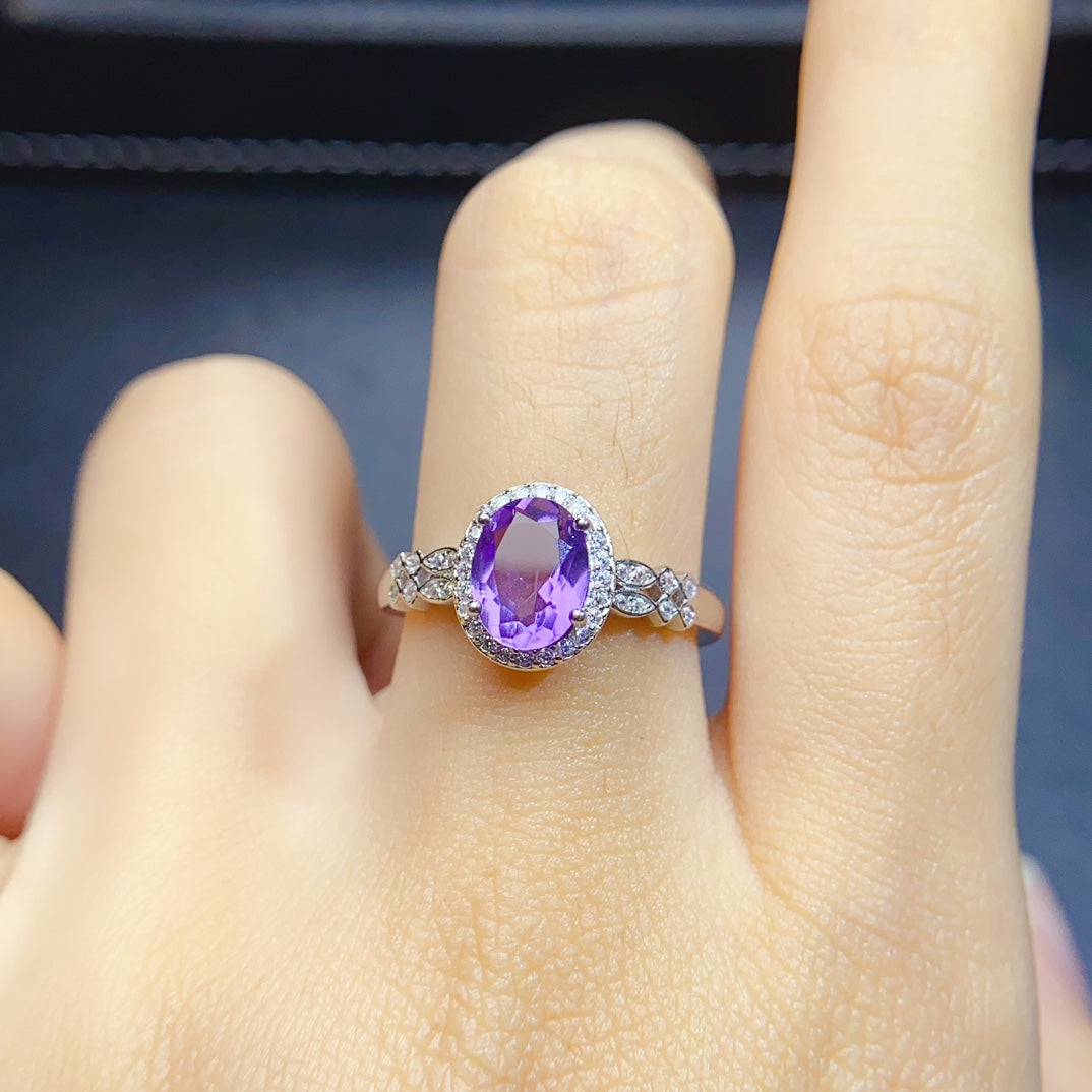 The natural amethyst ring has arrived