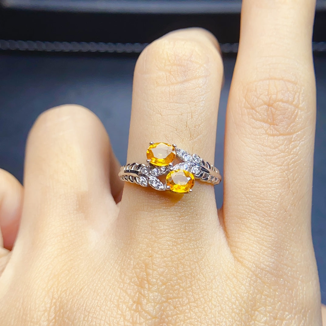 natural yellow and blue gemstone ring has arrived