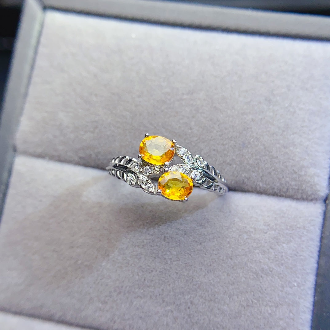 natural yellow and blue gemstone ring has arrived