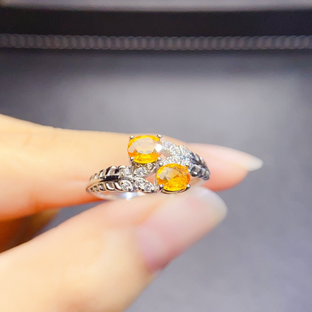 natural yellow and blue gemstone ring has arrived