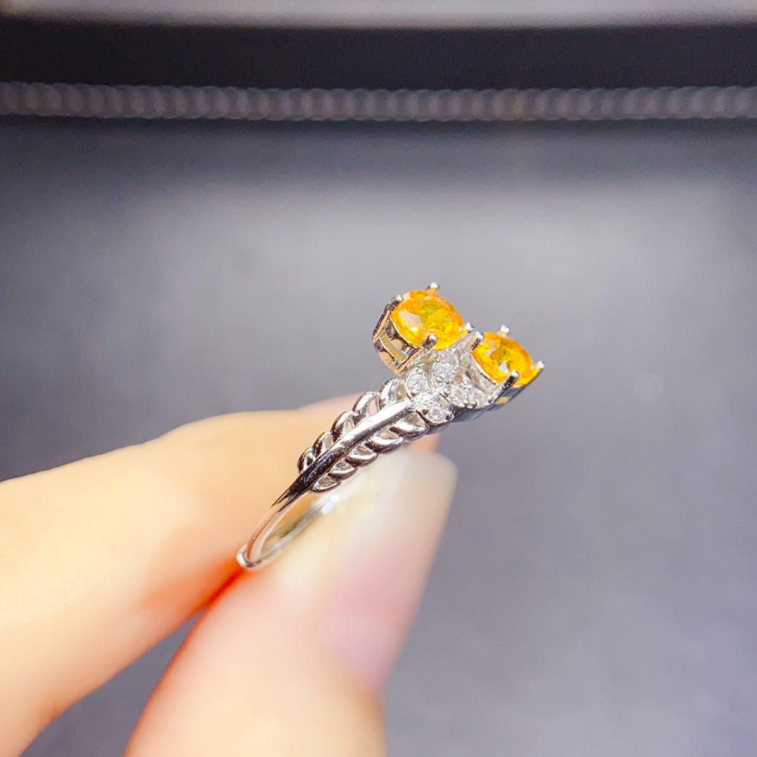 natural yellow and blue gemstone ring has arrived