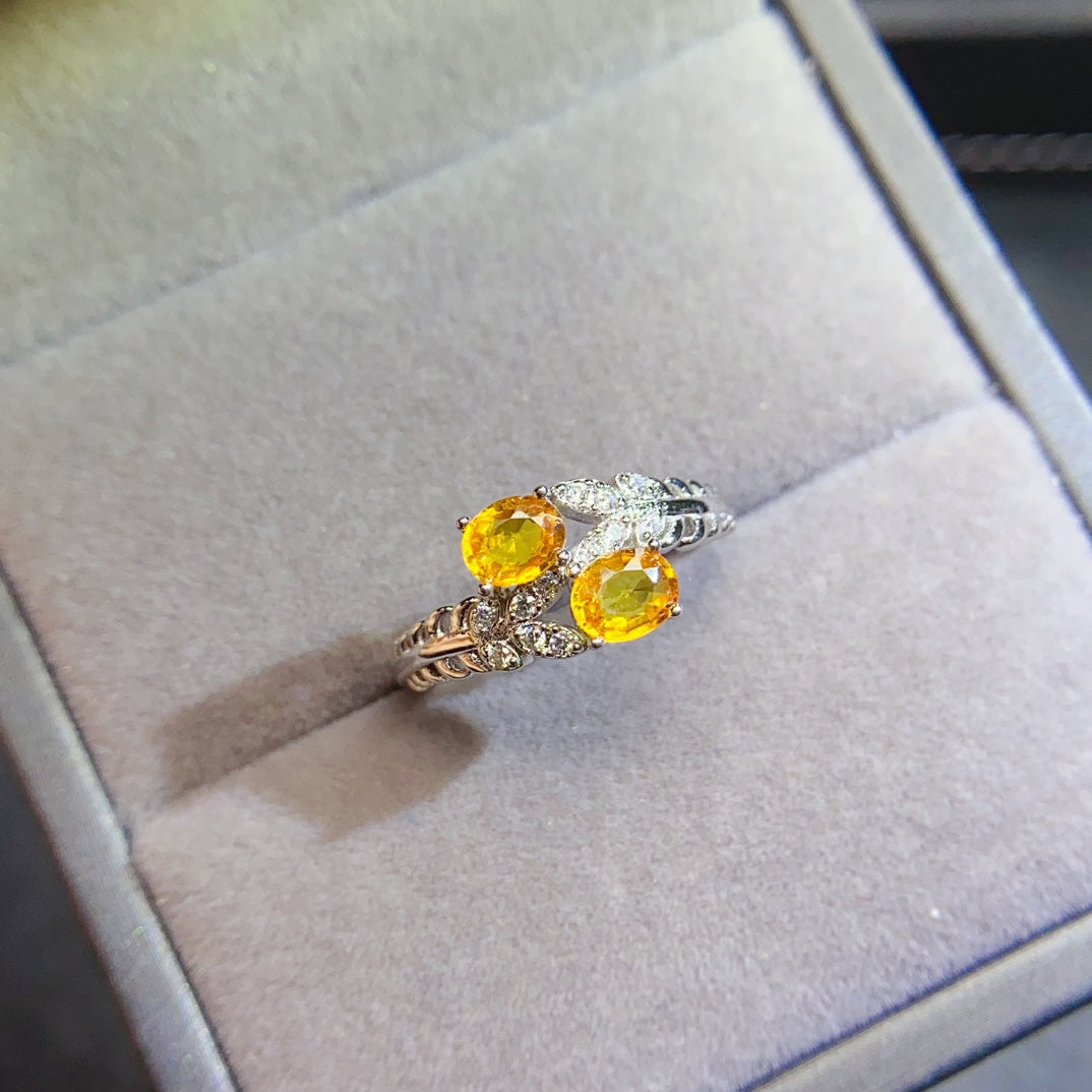natural yellow and blue gemstone ring has arrived