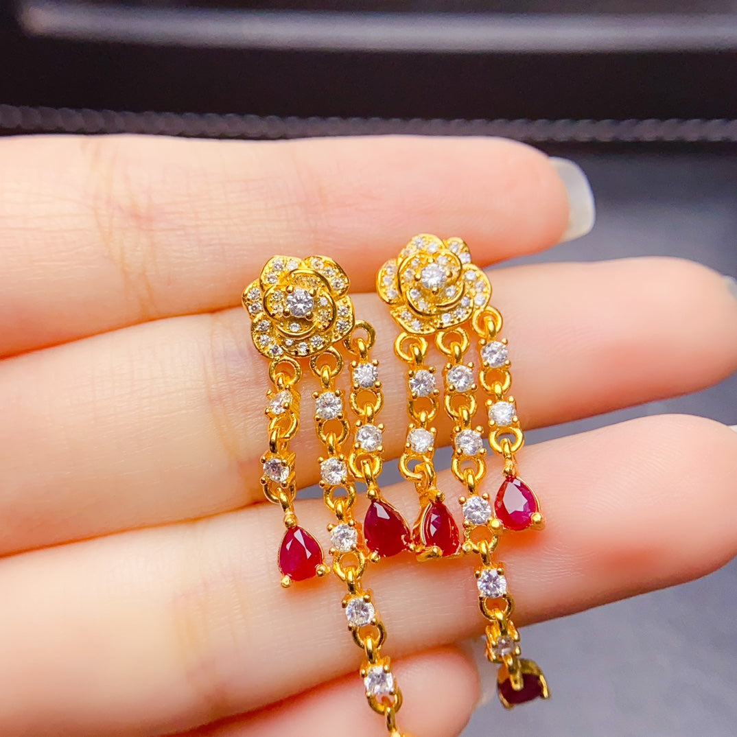 Natural burnt ruby earrings have arrived