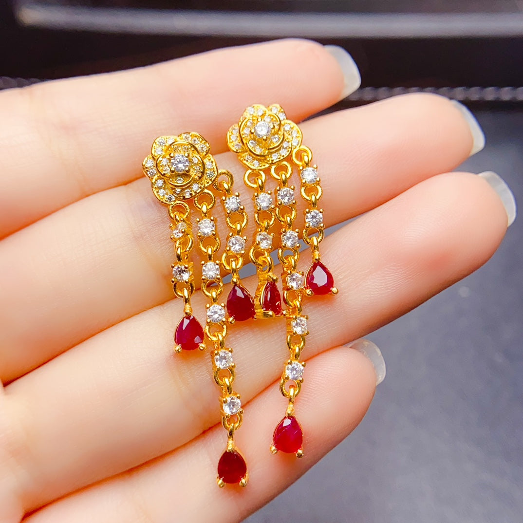 Natural burnt ruby earrings have arrived