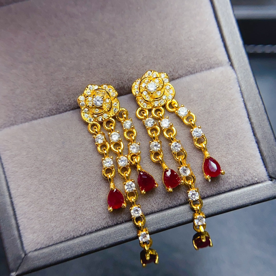 Natural burnt ruby earrings have arrived