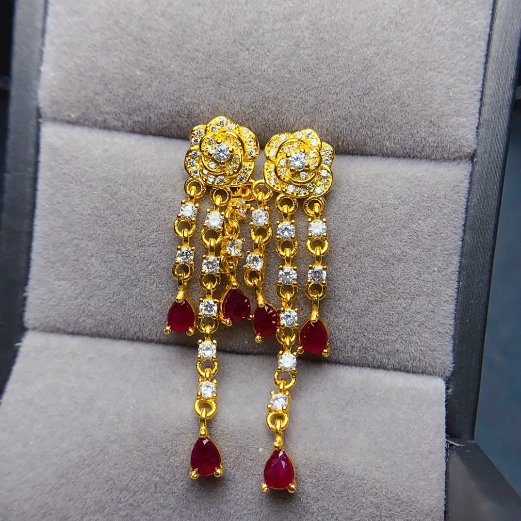 Natural burnt ruby earrings have arrived