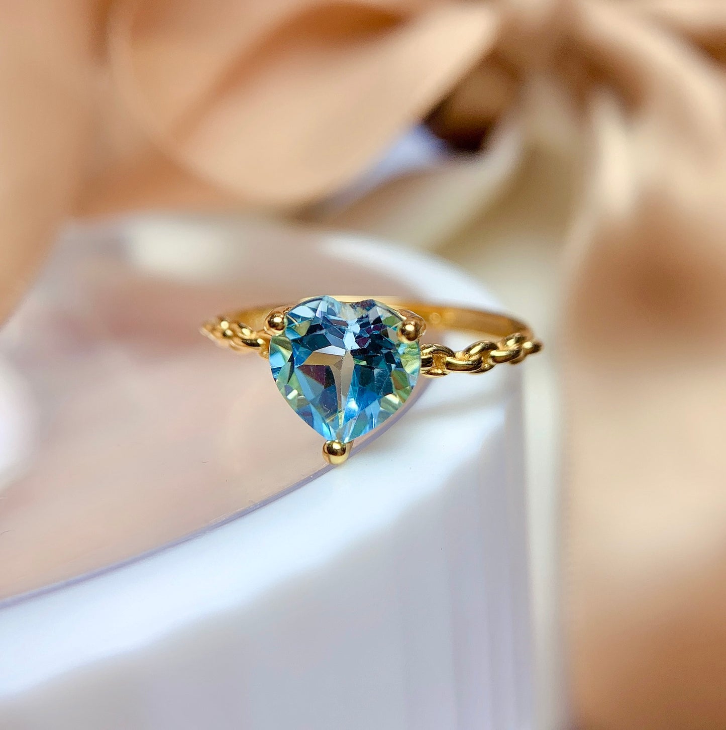 Natural Sky Blue Topaz Ring