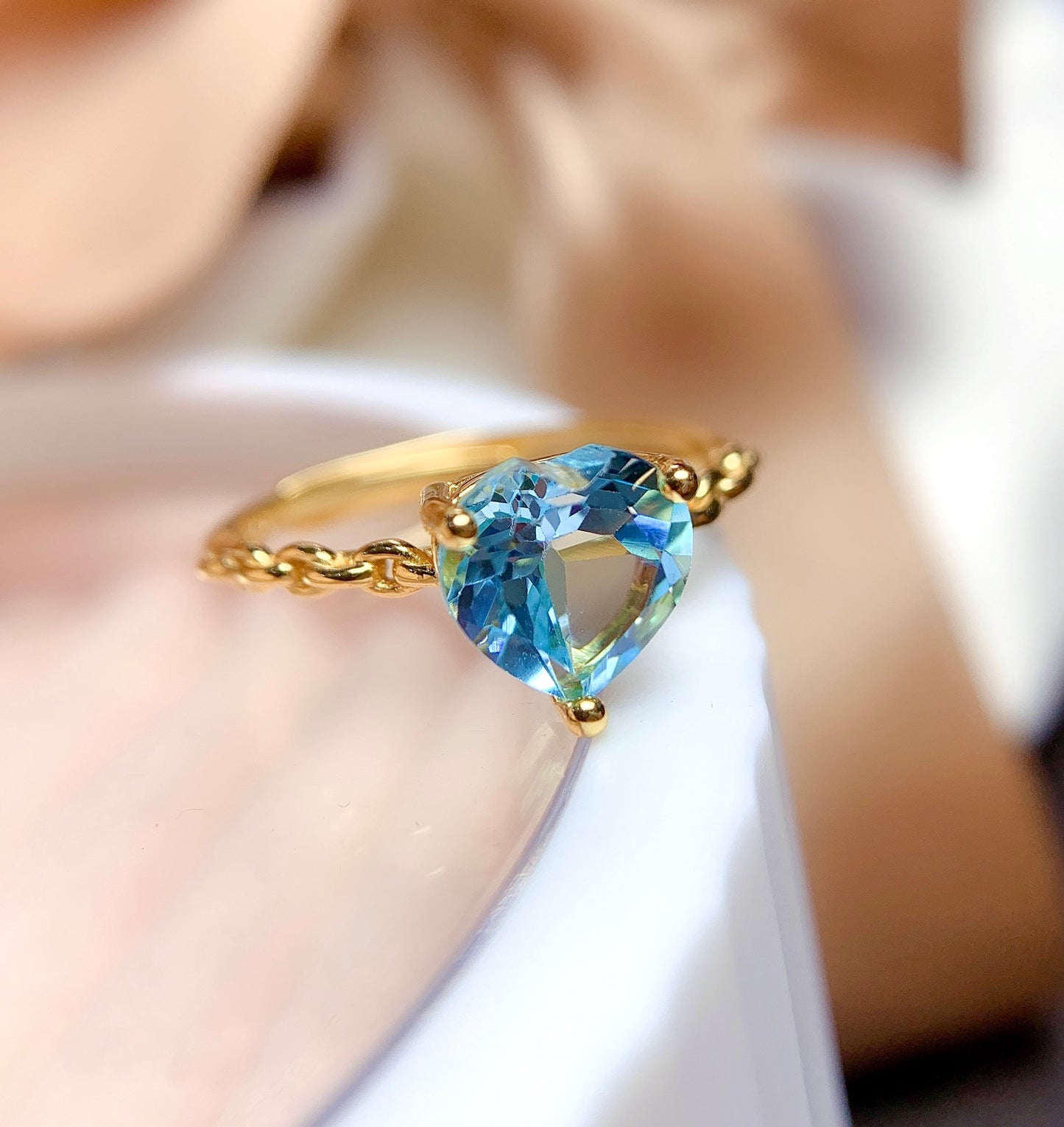 Natural Sky Blue Topaz Ring